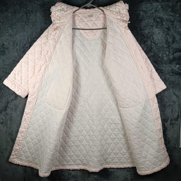 Scatch Quilted Housecoat Women Small Pink Button Front Long Sleeve Lounge Robe - Picture 8 of 10